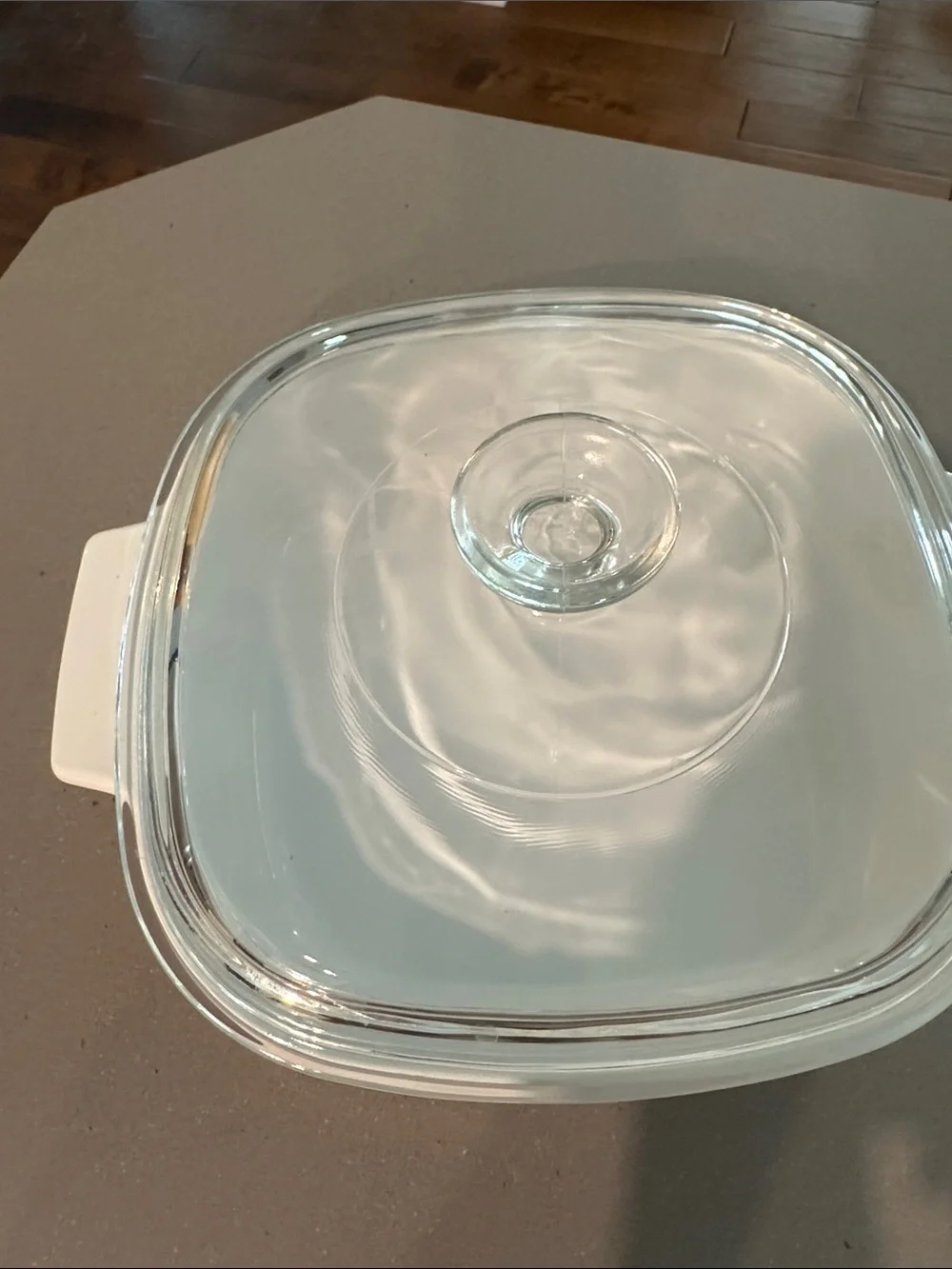 Corningware White Casserole Dish with Peach Floral Design and Pyrex Glass Lid